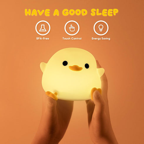 Dimmable UNEEDE LED Cute Bean Duck Night Light, DoDo Duck Silicone Nursery Night Light Squishy Rechargeable Table