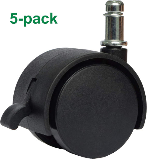 MySit 2" Replacement Office Chair Caster Wheels with Brake, Set of 5