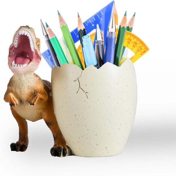 Dinosaur Pen Holder & Pencil Holder for Desk, Trex Desk Accessories, Jurassic Park Office School Supplies, Dino