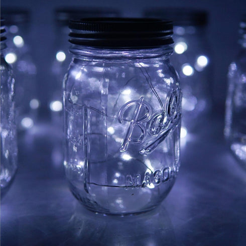 6 Pack Mason Jar Lights, 20 LED Solar Cold White Fairy String Lights for Garden Deck Patio Party Wedding Christmas