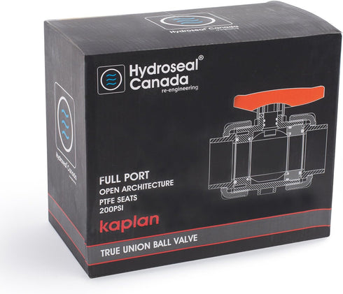 2 F1970, 200 @73F, 2 inch (2 inch) HYDROSEAL Kaplan PVC True Union Ball Valve with Full Port, ASTM EPDM O-Rings