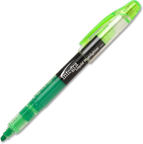 Integra Liquid Ink Highlighter, Chisel Tip, Fade Resistant, Fluorescent Green