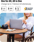 SUPERDANNY Detachable Travel Power Strip, 45W USB Fast Charge, 2 USB-C & 2 USB-A, 3 Outlets, 5ft Extension Cord, White