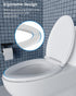 Hibbent Elongated Toilet Seat with Oval Cover, Soft Close Toilet Seat, Easy to Install,Never Loosen Hinge to Prevent