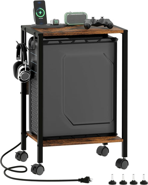 Akxomel 16.5" W Computer Tower Stand with Charging Station and USB Port, 2