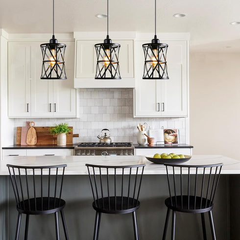 Laihezz 1-Light Black Pendant Light, Industrial Modern Small Hanging Light Fixture, Single Farmhouse Light for Kitchen