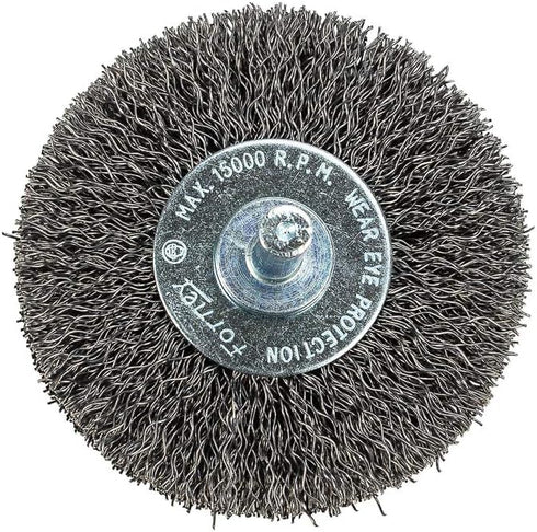Forney 60015 Wheel Brush, 2-1/2-Inch Coarse Crimped Wire with 1/4-Inch Shank