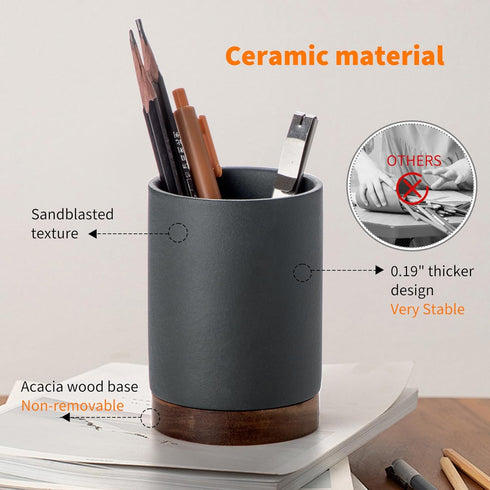 Set 2) Pen Holder for Desk, Ceramic Pencil Organizer & Makeup Brush Holder, Office Decor and Desk AccessoriesPerfect