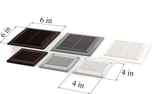 Vent Systems 4'' x 4'' Inch Galvanized Air Vent Cover, Metal Air Return Grill with Pest Guard Screen