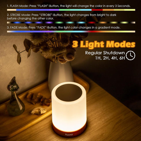 Night Light, LED Touch Bedside Table Lamp, Multi-Colour, USB Rechargeable, Portable for Baby Bedroom