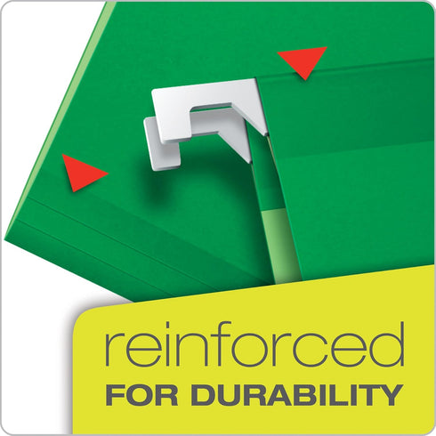 Pendaflex Reinforced Hanging Folders, Legal Size, Bright Green, 25/BX