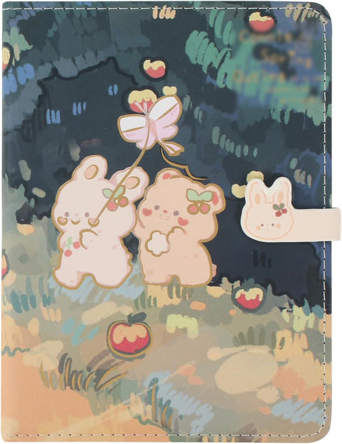 Cute Cartoon PU Leather Notebook, Kawaii Journal, Japanese Sketchbook A5 Diary Notepad Travel Notebook