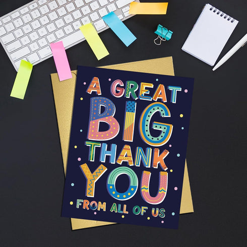 Qiliji Large Thank You Card from Team Group, Jumbo Gratitude Note Cards Gifts from Students, Employee Appreciation