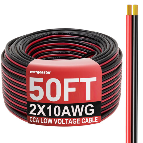 10 Gauge Wire, 10AWG Automotive Electrical Cord 50FT 2 Conductor Red Black