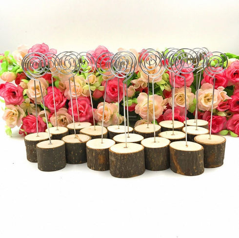 Rustic Real Wood Base Table Number Holders, 20pcs Wedding Table Number Stands, Party Decoration