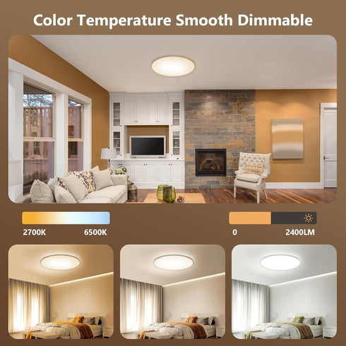 Ledytech 2400LM, 2700K-6500K 9.25 Inch, 120V, Smart Ceiling Light Replacement Kit, RGB LED Ceiling Light Retrofit Kit