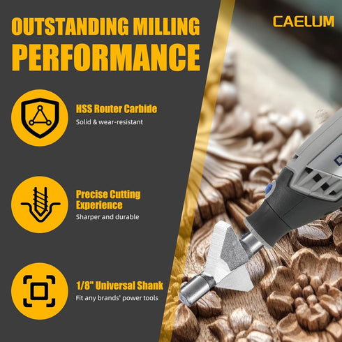 10 Set 1/8"(3mm) Trimming, Caelum Router Carbide Engraving Bits for Dremel, Pcs HSS Router Bit with Shank for Rotary