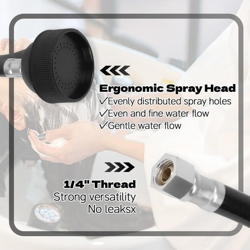 MsTental 3Pcs Hoseto Commercial 1/4" Shampoo Bowl Hose and Sprayer,Salon Spray Head with Rubber Faucet for Salon Barber