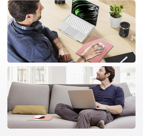 HONKID Metal Aluminum Mouse Pad in Pink, Thin Hard Waterproof Mouse Mat for Laptop and PC