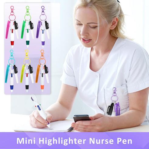 Nurse Pen Set, Mini Highlighter Nurse Pen Pack, Retractable Ball Pen, Tip Highlighter, Permanent Marker with Nursing