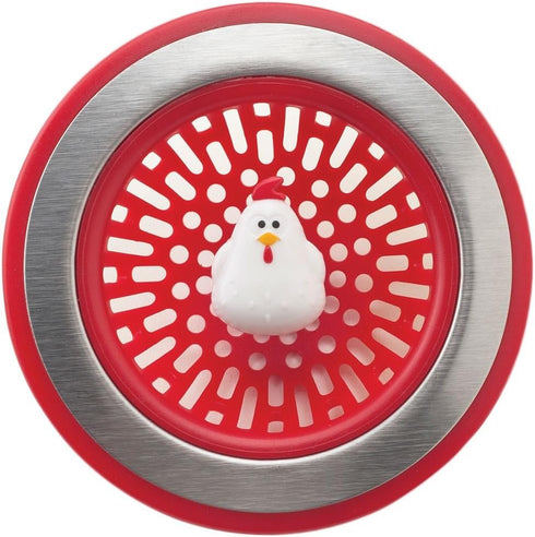Joie Doodle Doo Kitchen Sink Strainer, Kitchen Accessory, 4.5-inch, Red, 1 Count by Joie