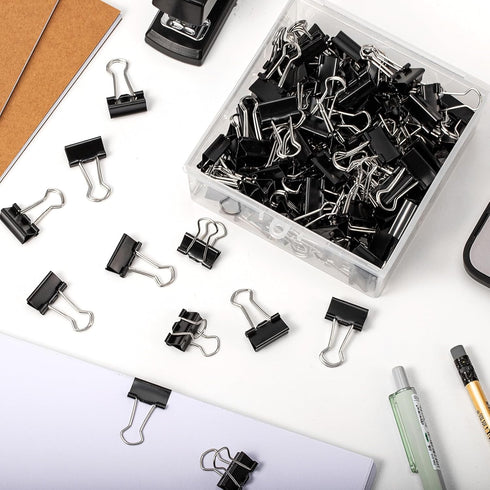 Small Binder Clips, 120 Pack, 3/4 Inch Width, Black Binder Clips, Mini Paper Clamps for Office Supplies