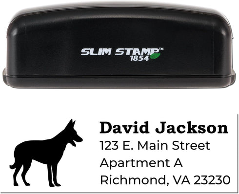 7/8 2-1/4 Handcrafted Belgian Malinois Mailing Stamp - Custom-Made Address Stamps for Thank You Cards - Unique Dog