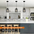 Black Pendant Lights for Kitchen Island, Industrial Farmhouse Pendant Light Fixtures with Seeded Glass Shade
