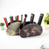 Remote Control Holder, PU Leather Makeup Organizer with 5 Compartments for TV and Office Supplies