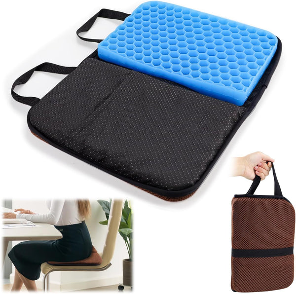 Gel Seat Cushion, Portable Car Seat Cushion for Pressure Relief, Thick Travel Cushions for Office Chair, Car, Kayak