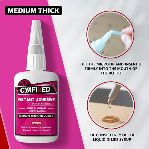 Strong Cyanoacrylate (CA) Super Glue, Medium-Thick Viscosity Instant Adhesive, 4 oz. for 3D Printing and Hobby Models