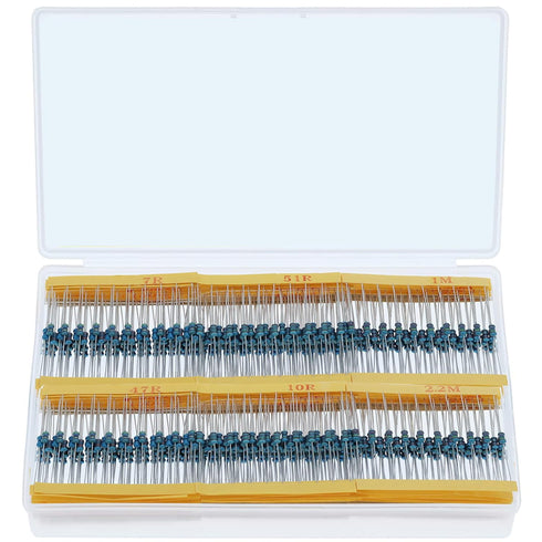 1220Pcs 122 Values Resistor Kit 1/4W, 0.1 Ohm-4.7M Ohm Metal Film Fixed Electrical Resistors Set