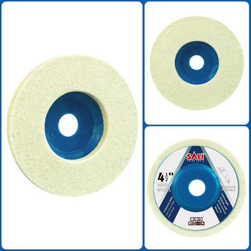 SALI 10 Pcs 4-1/2 Inch Wool Felt Polishing Wheel Disc for 4.5" Angle Grinder, Metal, Marble Stone, Furniture
