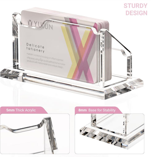 HEZONG Business Card Holder, Clear Acrylic Display Stand for Desk - 1 Slot Horizontal Placement 1 Pack (1 slot-H)