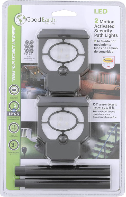 50 5000K Set 2 Good Earth Lighting Battery Operated LED Landscape Path or Deck Lights in Bronze, Motion Sensor