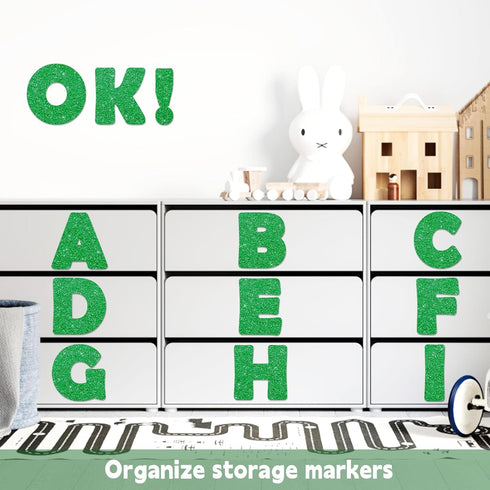 Qyeahkj 150 PCS Large 6" Font Letters and Punctuation Set, Glitter Green Classroom Alphabet Cutouts