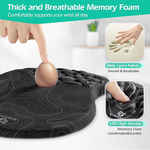 Gimars Upgrade Ergonomic Ultra-Soft Foam Keyboard Mouse Pad Wrist Rest Set for Pain Relief