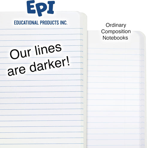 EPI Wide Ruled Black Marble Composition Notebook, 100 Sheets, 3-Pack