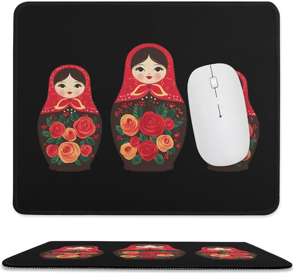 Generic Russian Nesting Dolls Funny Gaming Mousepad with Stitched Edges Rubber Base Computer