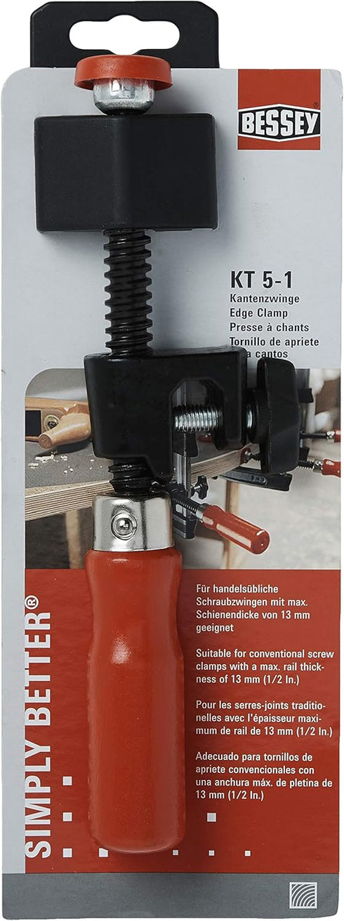 BESSEY KT5-1CP Single Spindle Edge Clamp for Use with Clamp Rails up to 1/2 Inch