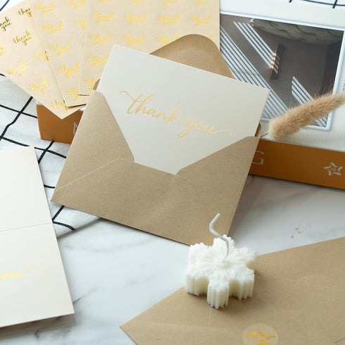 JIXZEN 40 Pack Gilding Thank You Cards with Envelopes & Matching Stickers, Thank You Notes for Wedding, Business, Baby