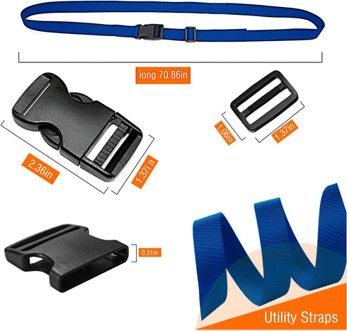 Premium Utility Straps with Quick Release Buckle Adjustable Short Nylon Tie Down Straps for Camping Gear, Sleeping Bags