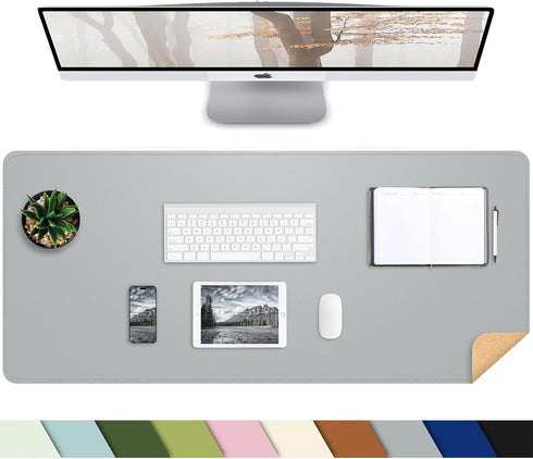 Desk Mat, 35.4" x 17" Leather Desk Pad, Double-Sided Large Mouse Pad, Waterproof Desk Blotter for Office & Home