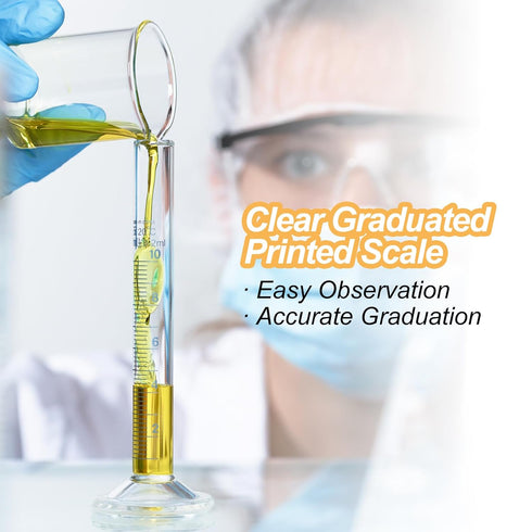 PATIKIL 4Pcs 10ml Graduated Cylinder, 3.3 Borosilicate Glass Measuring Cylinder Round Base for Lab Experiment