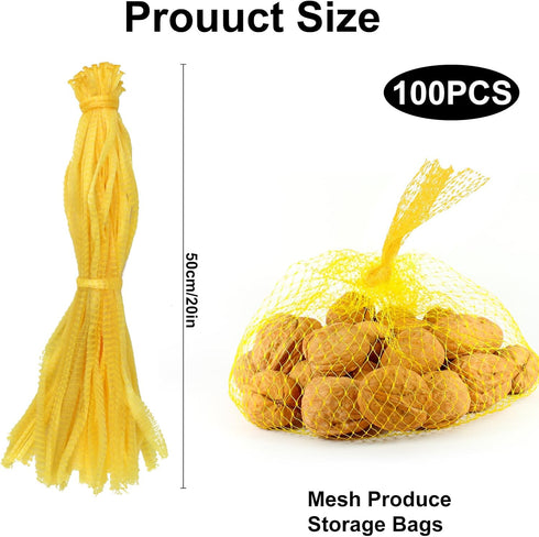 Sopoloray 100Pcs Bags,20 Inch Packing Produce Mesh Seafood Boil Bags Supplies Net,Reusable Mesh Nylon Netting Bulk
