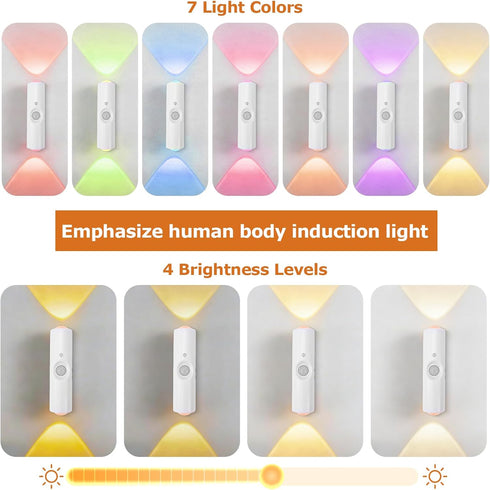 STHF 4 Pack Closet, (7 Rechargeable Smart LED Motion Sensor Ambient Light, Auto-On Multi-Color Changing Magnetic Wall