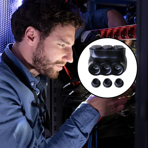5 Pcs Insulated Connectors, Black Multi Splice Connector, 3 Ports Electrical Power Connector for 2-14 Wire Range
