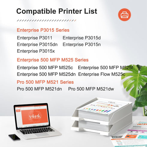 v4ink Compatible CE255A Toner Cartridges for HP 55A 55X, Black Ink for HP P3015 Series