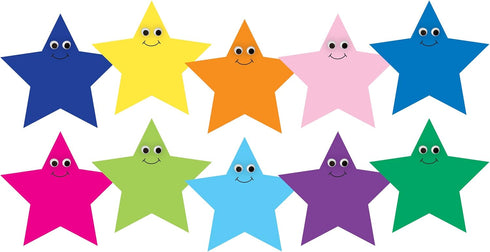 Hygloss Products Happy Multi-Color Stars Classroom Accents – Creative Teaching Resources, 7 Inches, 30 Pack (33756)