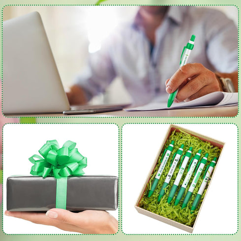 Ctosree Mental Health Awareness Pens, 12 Style Green Ribbon Retractable Gel Pens, Office Charity Stuffers